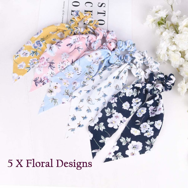 12 Pcs Hair Scarf Hair Scrunchies Chiffon Floral Scrunchie Hair