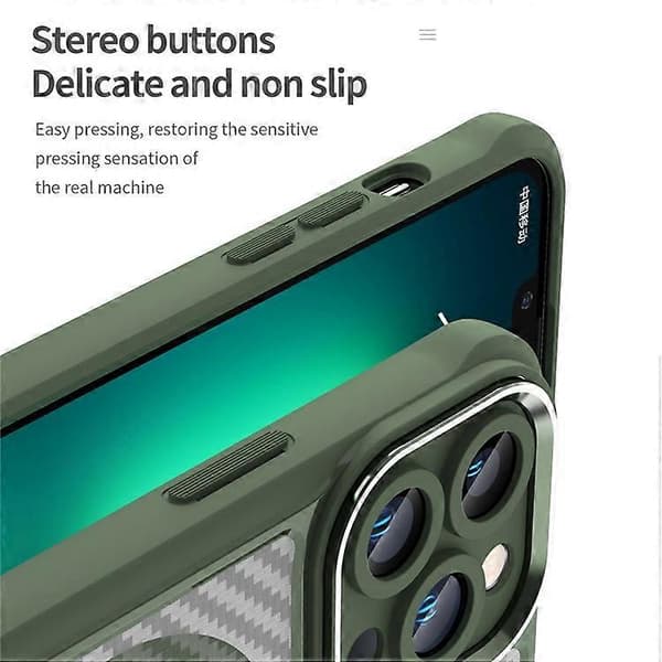 Kompatibel med iPhone 13 Pro magnetisk telefondeksel TPU+PC bakdeksel karbonfibertekstur A