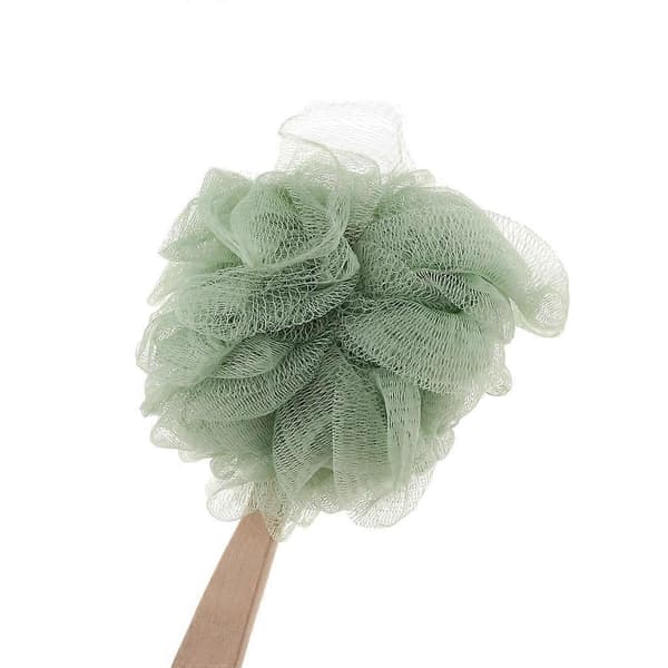 2× Langt håndtak Tre kroppsbørste Puff Scrunchie Ryggskrubber for Spa Selv A