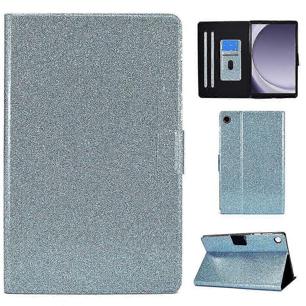 Stativetui til Samsung Galaxy Tab A9, Glitter PU læderkortpladser Tablet Cover (Blå)