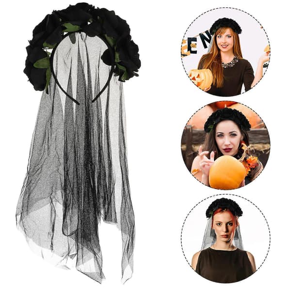 Halloween-huntu ruusukoristeella, musta kuvio A