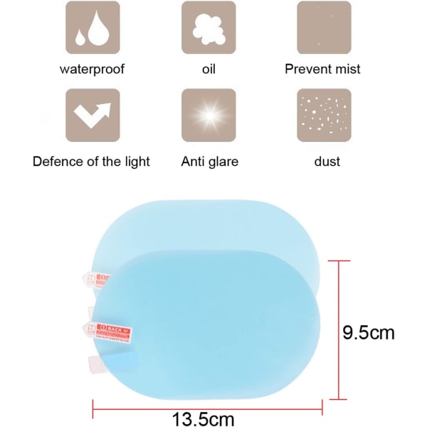 Regnskyddsfilm för bilbackspeglar, sidospegelfilm för backspegel, vattenavvisande, anti-bländning, anti-dimmdekal, universal , 135