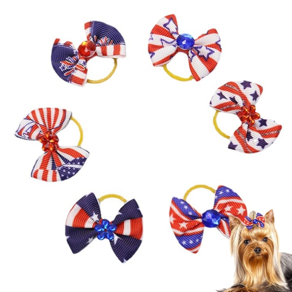 6 delar Patriotic Dog Hair Roses för 4:e juli Pet Dog