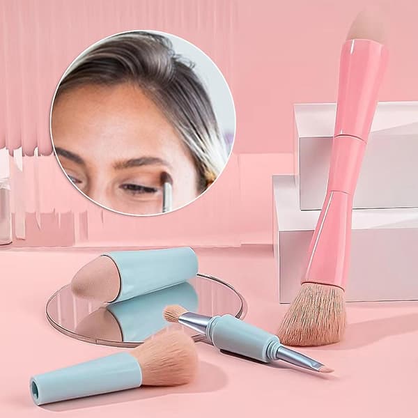 4-i-1 Multi-Tasker Børste til Makeup Praktisk Ansigtsmakeup Udtværingsværktøj til Hjem/Rejse A