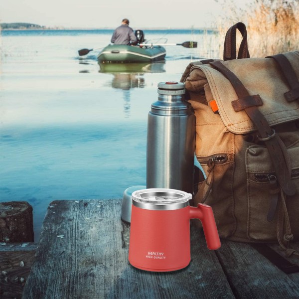 Rostfritt stål isolerad kaffemugg med handtag, dubbelväggig