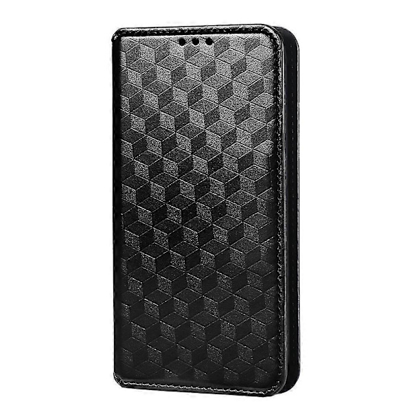 Cubic Grid Texture Flip Läderfodral för telefon (svart, för Sharp Basio Active3)