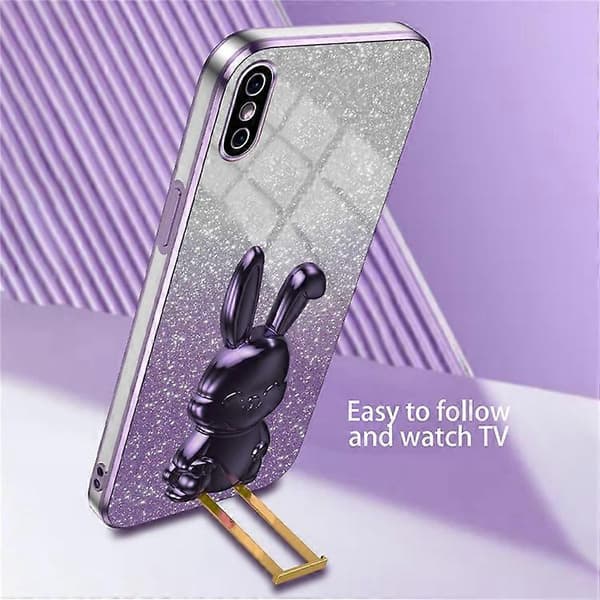Kompatibel med iPhone XS Max utfällbart stöd telefonfodral fallskydd kaninfodral A