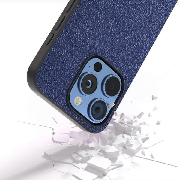 ABEEL For iPhone 16 Pro-deksel Litchi-tekstur Ekte kuskinn+PC-telefondeksel A