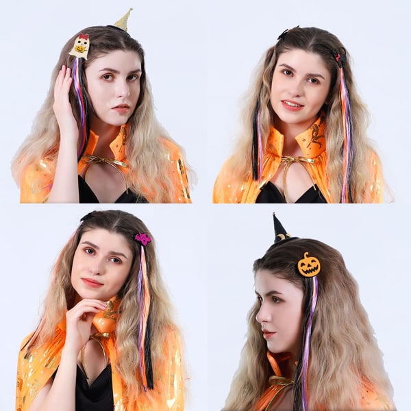 5 STK Halloween dekorasjon parykk hårklips for jenter kvinner farget