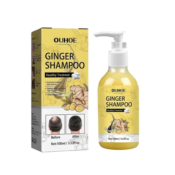 Ingefær Hårgenvækst Shampoo, Ingefær Reparationsshampoo, Ingefær Shampoo, Anti Hårtab Ingefær Shampoo (1 stk)