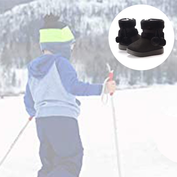 1 pari Baby Boys Tyttöjen lumisaappaat Premium Button - Liukumaton Pehmeä Pohja Toddler First Walker Talven lämpimät pinnasängyn kengät