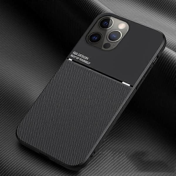 Til iPhone 13 Pro Klassisk Tilt Strip Grain Magnetisk Støtsikkert PC + TPU-deksel Svart