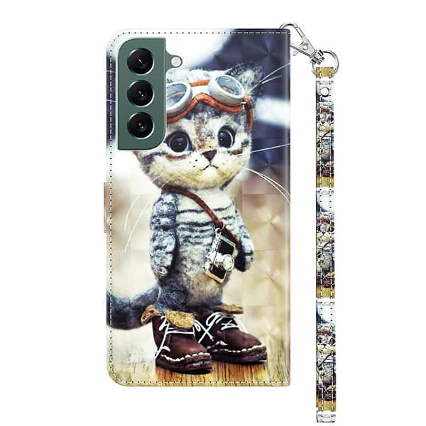 Til Samsung Galaxy S22 5G 3D malet læder telefoncover