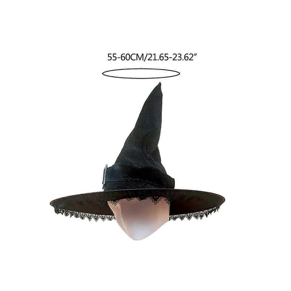 Heksehatte Halloween Kostume Tilbehør til Halloween Festdekorationer Hat med Elegant Fløjl til Maskerade Sort A