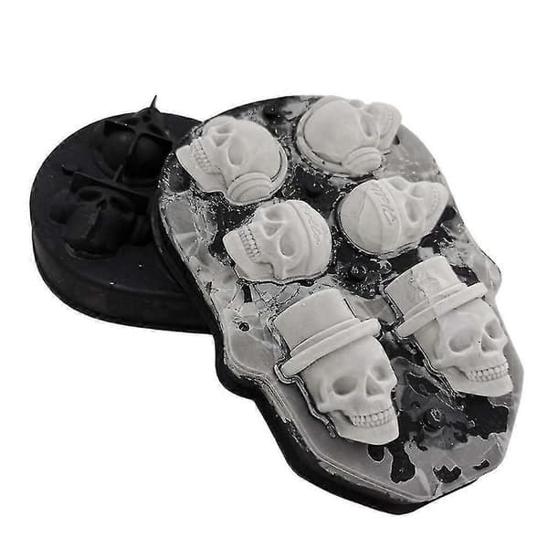 3d Skull Ice Cube Tray With Lid, Silicone Ice Cube Moulds Maker,fre... 2025 A