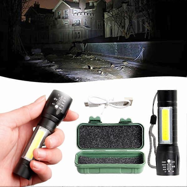 Zoombar LED Lommelygte 3 Tilstande Mini Håndlommelygte til Natfiskeri Camping A