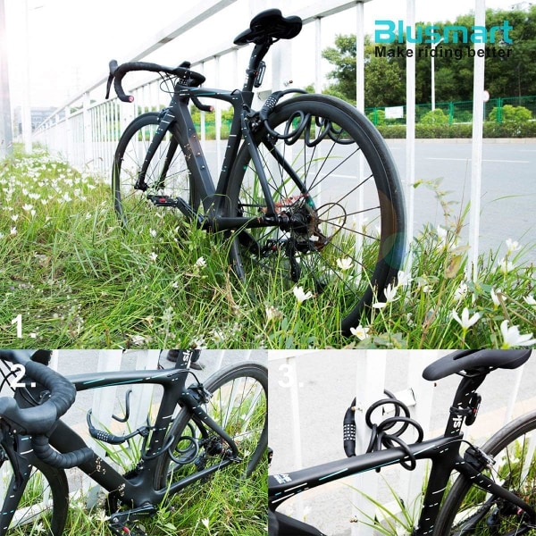 Cykellås, 120cm/11mm kabellås säkerhetsnivå mycket hög cykellås med 5-siffrig nummerkod och metallkabel cykellås kraftigt för