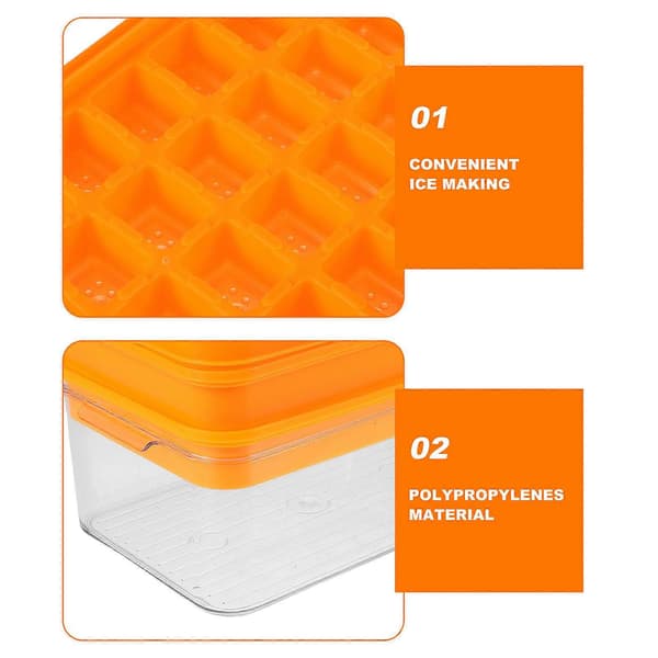 Mini isbakke isterningebakker med låg til fryser 2 stk. orange stabelbart design A