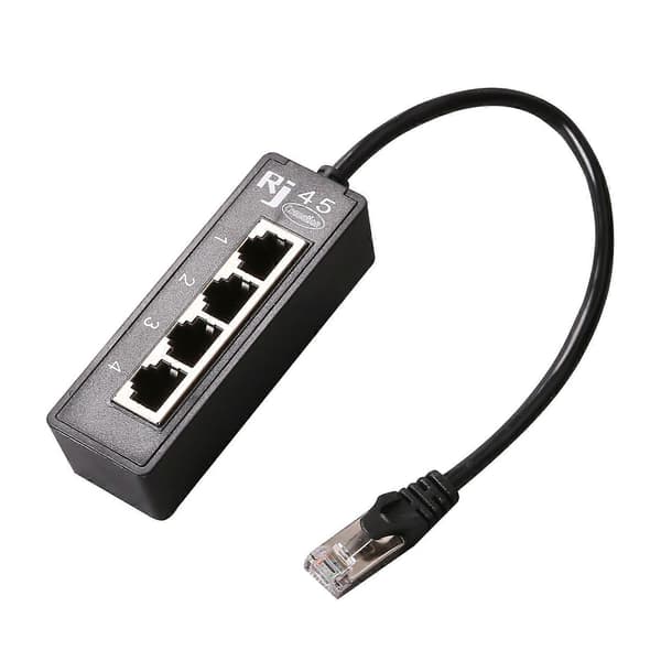 RYRA 4 I 1 RJ45 LAN-stik Ethernet-netværkssplitteradapterkabel 1 han til