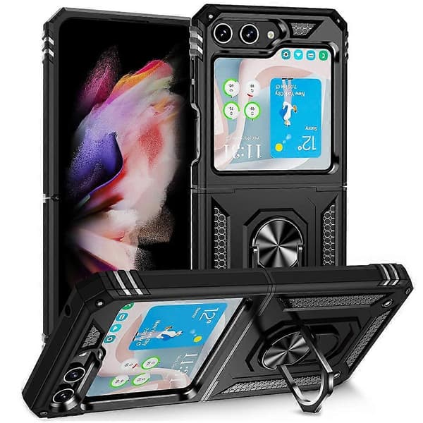 Stötsäkert TPU + PC-telefonfodral med hållare för Samsung Galaxy Z Flip5