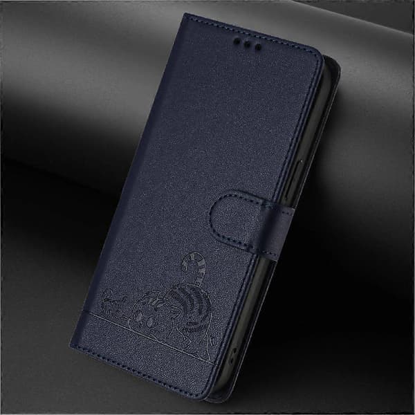 Fodral för Samsung Galaxy S21 Ultra Katt RFID-kortplats Hållare Stöd Plånboksfodral Blå