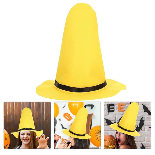 Halloween Gul Filt Heksehat til Kvinder Cosplay A