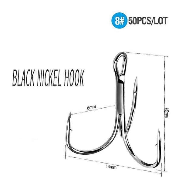 50 stk/sett diskantfiskekroker Svart Nicle Barbed Fishhooks Super Sharp Carp Triple