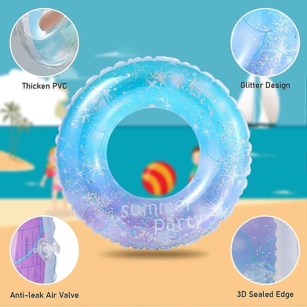 Pool floats för barn 3-pack, uppblåsbara simringar för flickor 4-10 år, poolrörsleksaker, poolflottar ringleksaker, sommarstrandpoolflottar fest A