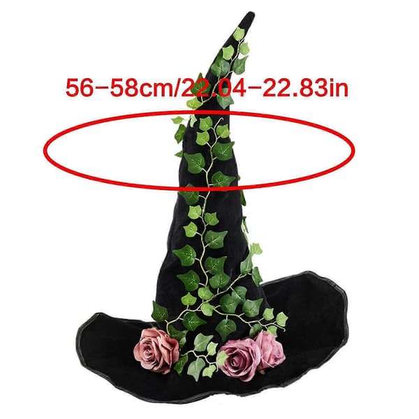Heksehatt med vinblader Halloween-kostymetilbehør til Halloween-fest Blomsterløvverk Hodeplagg til maskerade Grønn A
