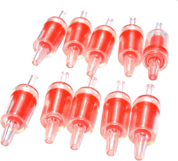 10 st akvarie-luftpump backventiler röd plast transparent envägs backventil för akvarium