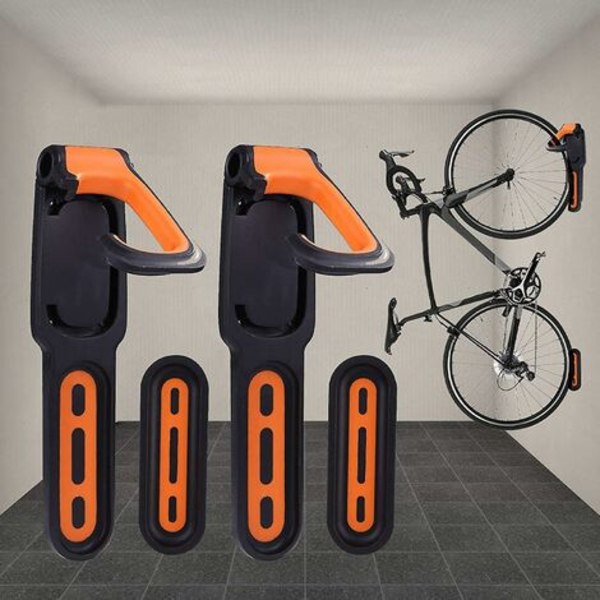 Cykelställ, väggmonterat cykelställ med gummibeläggning, för 2 cyklar, cykelväggfästen inomhus och utomhus