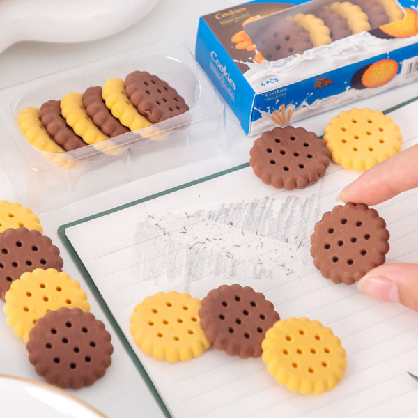 12 stk Cookie Food Erasers for Kids Girls, 3D Mini Kawaii