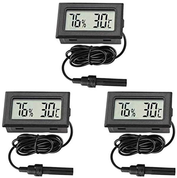 3x Mini LCD Digital Termometer Hygrometer Temperatur Fuktighetstestare med Extern Sensor för Kylskåp Frys Akvarium