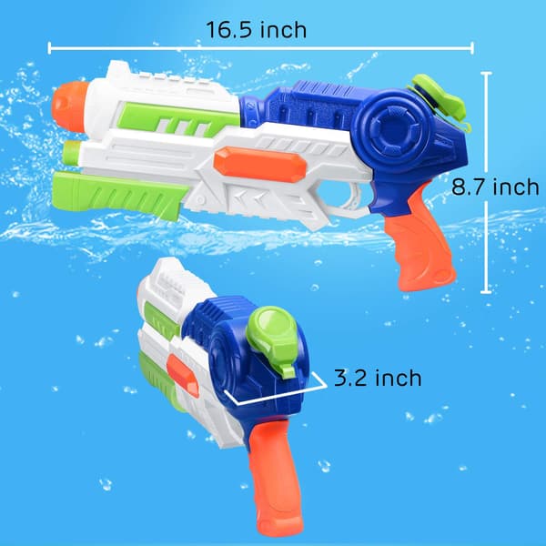 Super Soaker Vattenpistol, 2-pack Sprutpistoler Vattenpistoler för Barn Vuxna, Hög Kapacitet Snabb Blötläggning Trigger Sommar Vatten Blaster Leksak för Simbassänger
