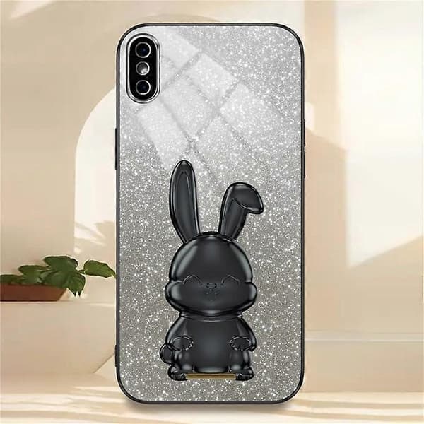 Kompatibel med iPhone XS Max utfällbart stöd telefonfodral fallskydd kaninfodral A