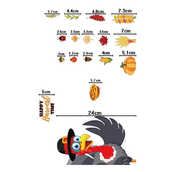Thanksgiving Turkey Sticker Pumpkin Maple Leaf Fruit Static Sticker (stil2383) A