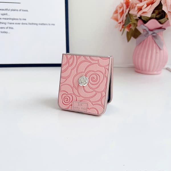 3D-kamelia ruudullinen kangas DIY PC-puhelinkotelo, vaaleanpunainen