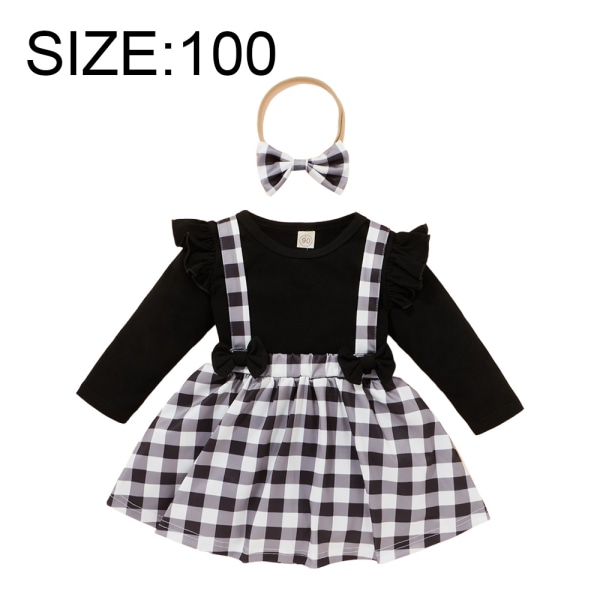 Christmas Ruffle Long Sleeve T Shirts Suspender Overall Dress Ne