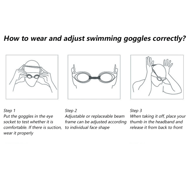 Svømmebriller vanntette silikonbriller for voksne mot tåke