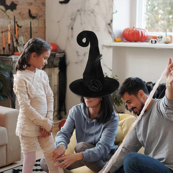 Halloween Heksehatt for Dekor Halloween Cosplay Heksehatt Maskeradehette A