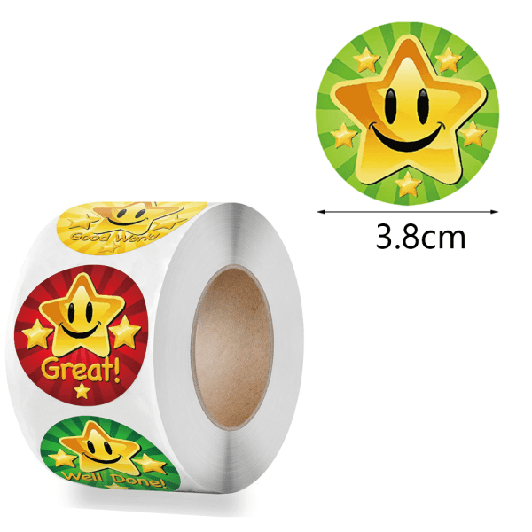 500pcs Star Reward Stickers Roll,Teacher Reward Motivational