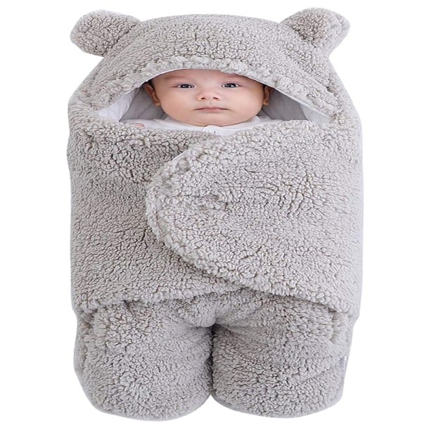 Baby hætte tæppe nyfødt sovepose wrap vinter varm fleece tæppe med ben strikket klapvogn wrap småbørn