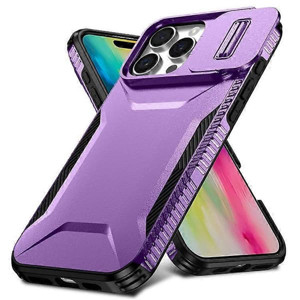 Kompatibel med iPhone 16 Pro Max fodral Camshield TPU+PC telefonfodral Halkfri sidokant A