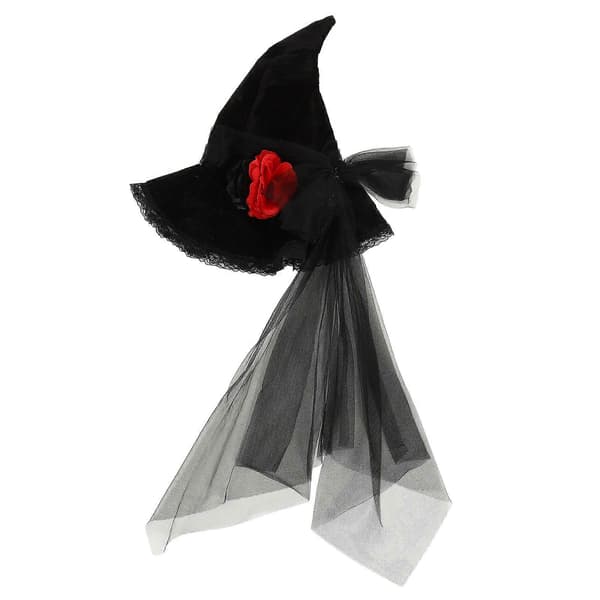 Halloween heksehue til dekoration Sort gaze kostumehue A