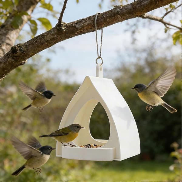 Fuglefoderstation med regnfast tag, 3D-printet fuglehus i premiumkvalitet til have og altan A