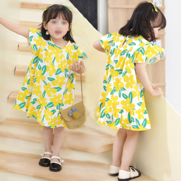 Toddler Sommarblommig klänning Solklänning Småflickor Casual D