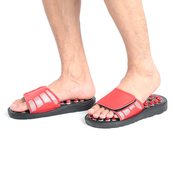 Unisex Justerbara Fotmassagetofflor Fot Akupunktur Stimulerande Tofflor för Hälsovård (Röd)38-39