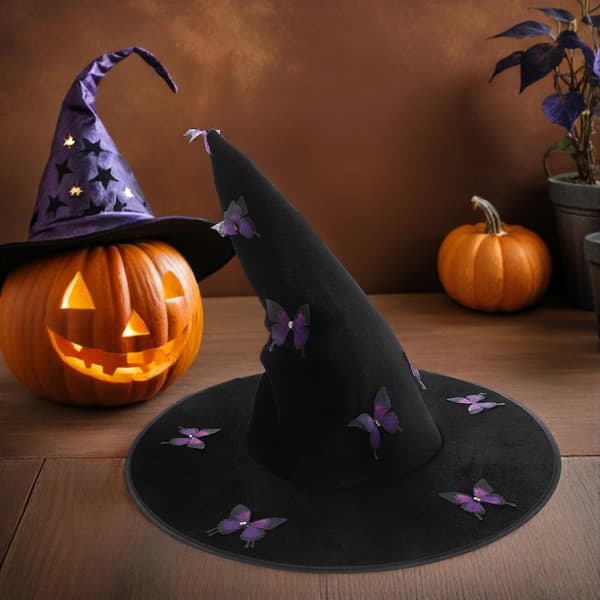 Halloween Heksehat Elegant Sommerfugledekoration til Pynt A