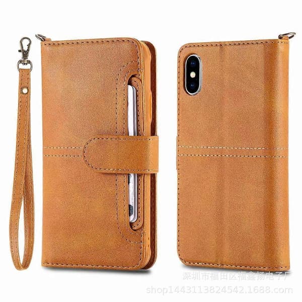 Etui til iPhone 13 Pro Lysebrun Multifunktion Anti-fald Splitlæder Kortplads No12491 A