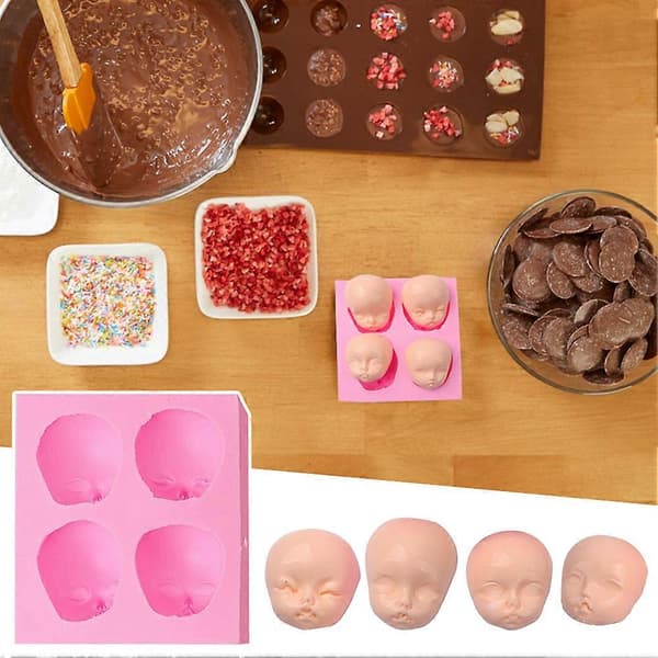 Babyhodeform silikonform multifunksjonell gjenbrukbar sukker DIY-form kjøkken DIY-sett tilbehør A